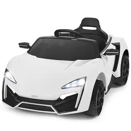 Front. Costway - Costway 12V Kids Ride On Car 2.4G RC Electric Vehicle w/ Lights MP3 Openable Doors - White.