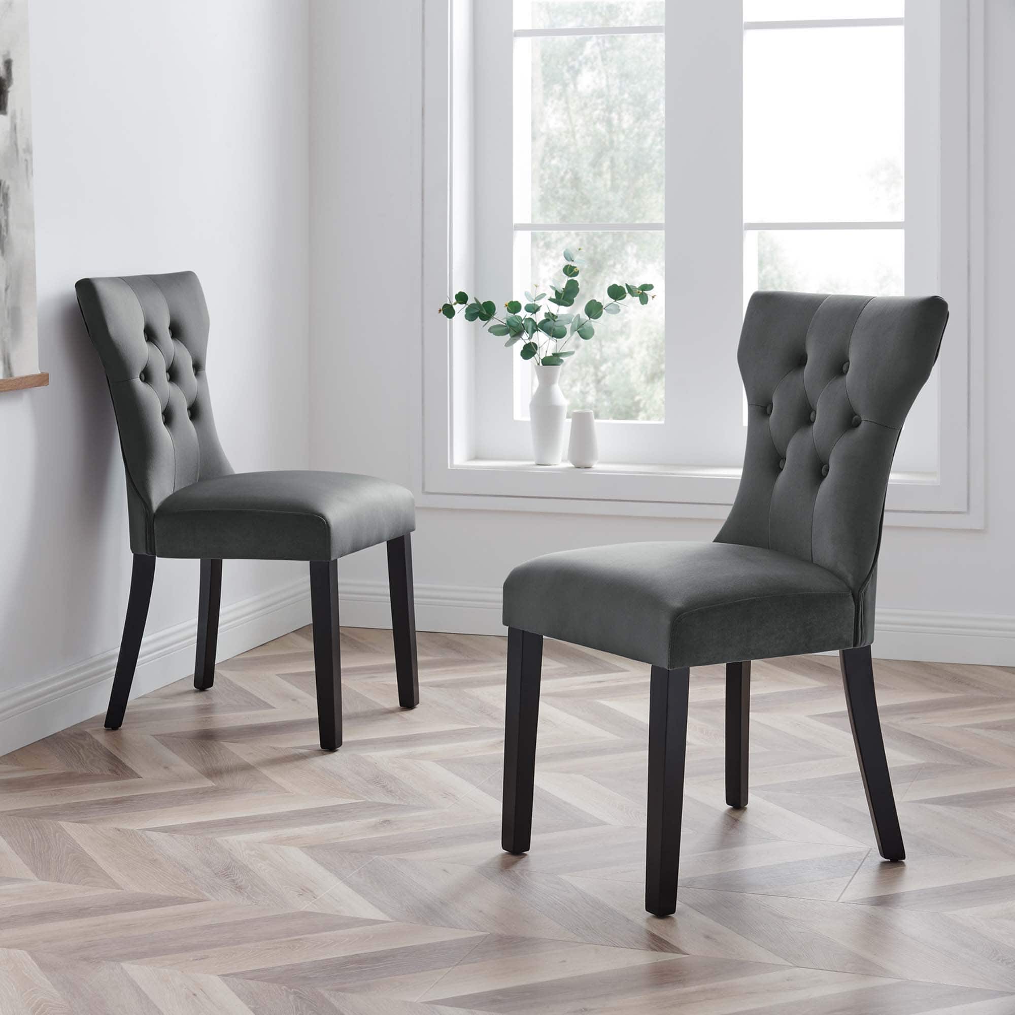 Silhouette Performance Velvet Dining Chairs Set of 2 by Modway - Gray