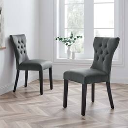 Silhouette Performance Velvet Dining Chairs Set of 2 by Modway - Gray