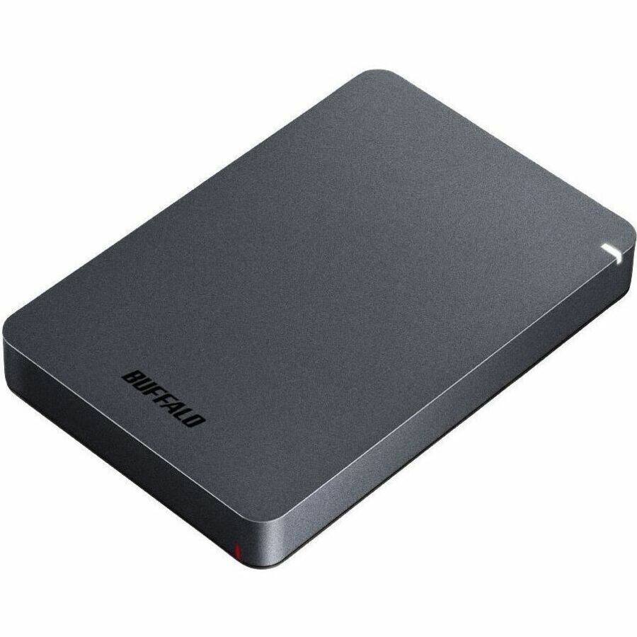 Left. Buffalo - Buffalo MiniStation HD-PGFU3 2 TB Portable Hard Drive - External - TAA Compliant - Desktop PC, MAC Device Supported - Black.