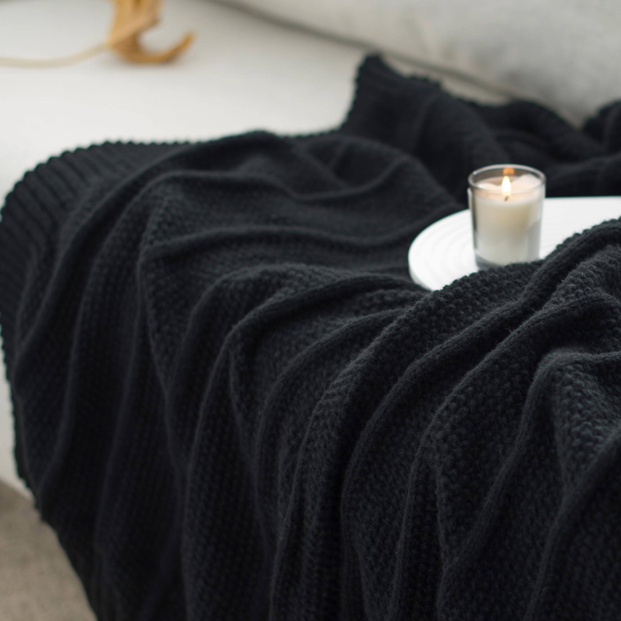 Alt View 8. Dapper Styles - Knit Throw Blanket For Couch 60 X 80 Soft Cozy Stripe Pattern Cable Knitted Throws Fall Fluffy Textured Solid - Dark Purple-50" X 60".