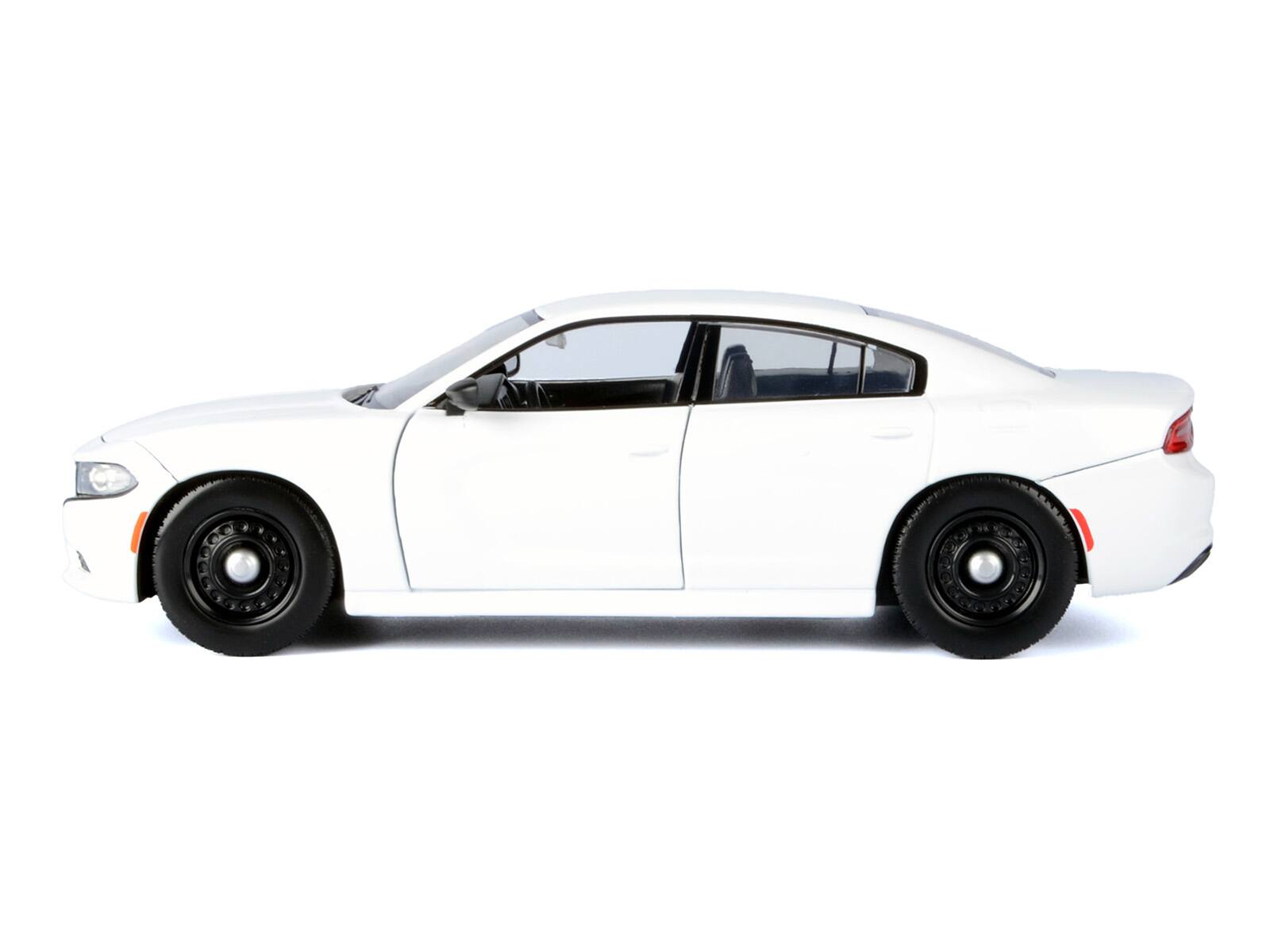 Angle. Motormax - 2023 Dodge Charger Pursuit Police Car White "Custom Builder's Kit - Law Enforcement and Public Service" Series 1/24 - White.