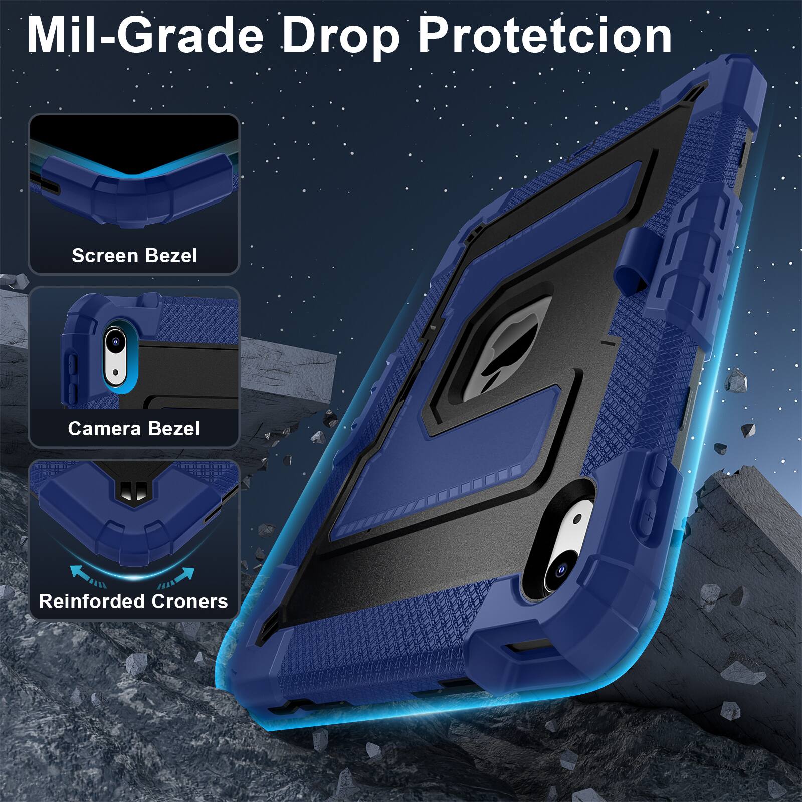 Mil-Grade Drop Protection

- Screen Bezel
- Camera Bezel
- Reinforced Corners
