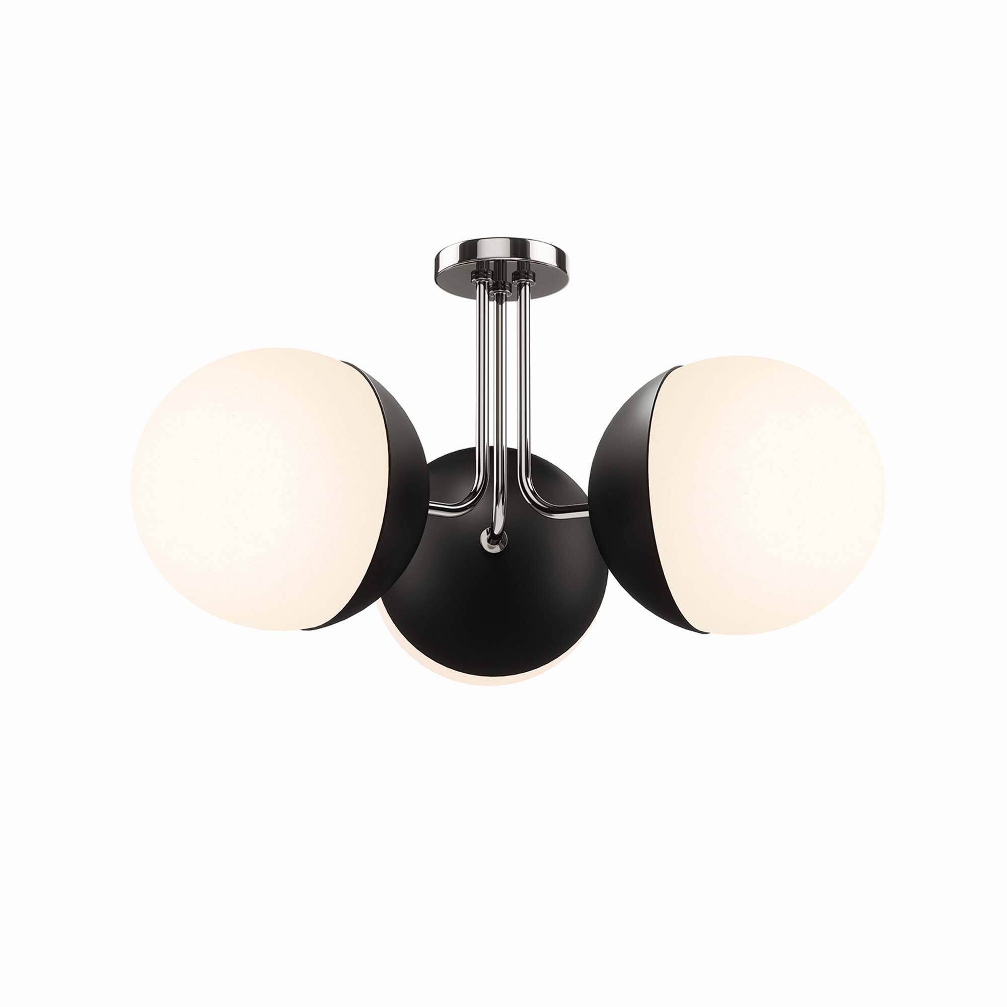 Alt View 2. Modway - Stellar 3-Light Semi-Flush Ceiling Light by Modway - Opal Polished Nickel.