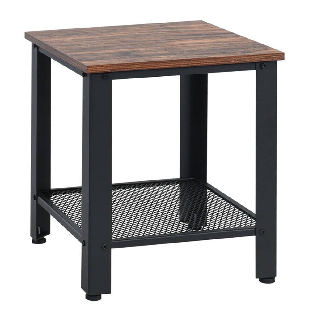 Angle. Kadyn - Nightstand,Coffee Side Table,Industrial End Table 2-Tier Side Table-Black - Black.