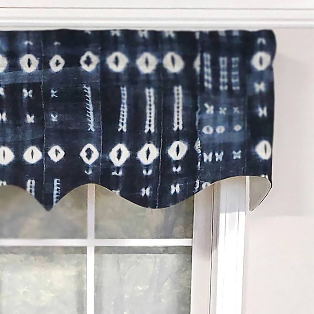 Left. RLF Home - RLF Home Modern Design Classic Pulsar Regal Style Window Valance 50" x 17" Indigo - Indigo.