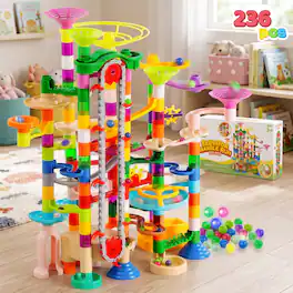 Joyfy - 236 Pcs Glowing Marble Run, STEM Educational Toys Set for Kids Ages 4-8, Gift for Birthday Christmas - Multicolor