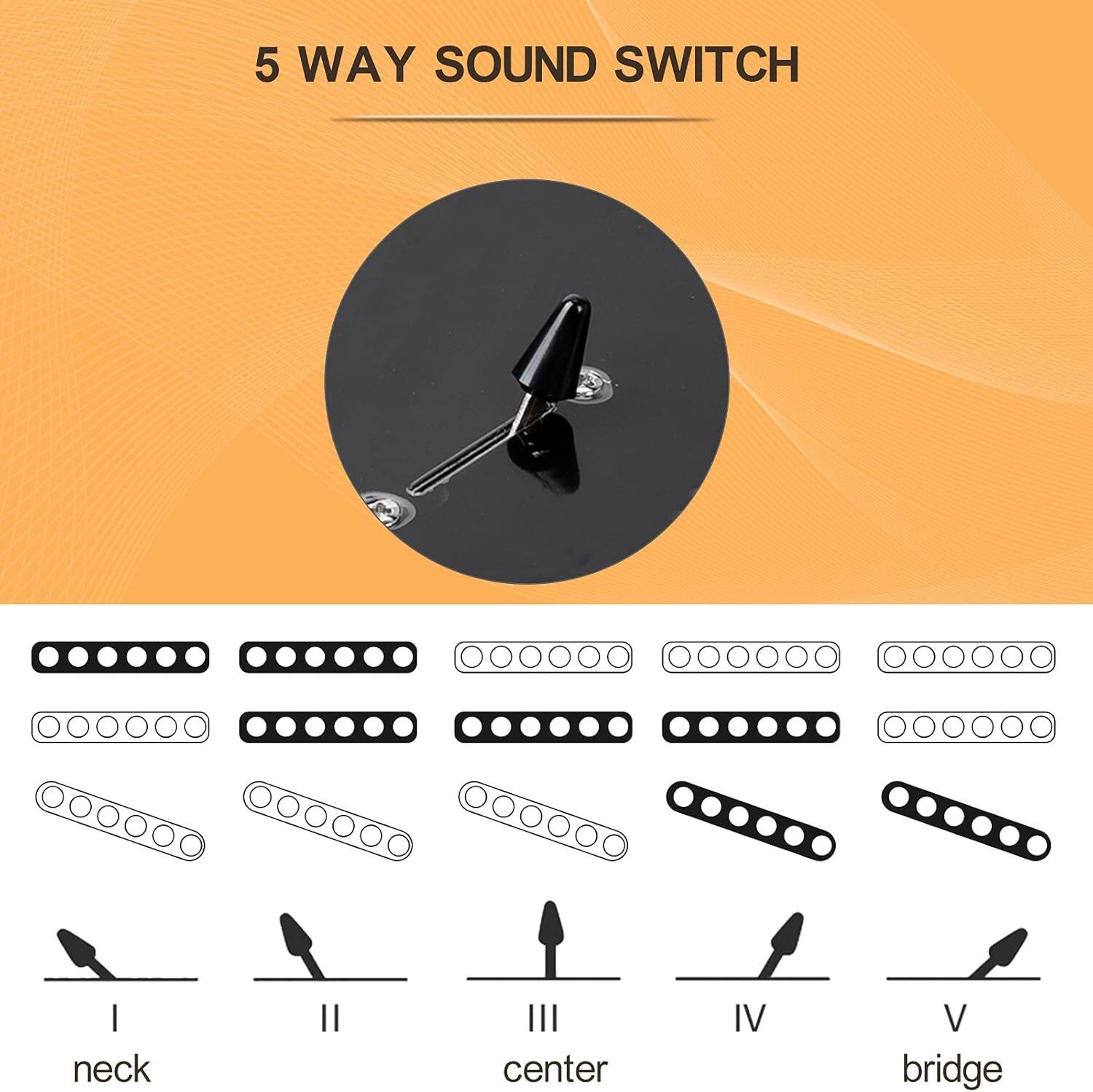 5 WAY SOUND SWITCH

I neck
II center
III center
IV
V bridge