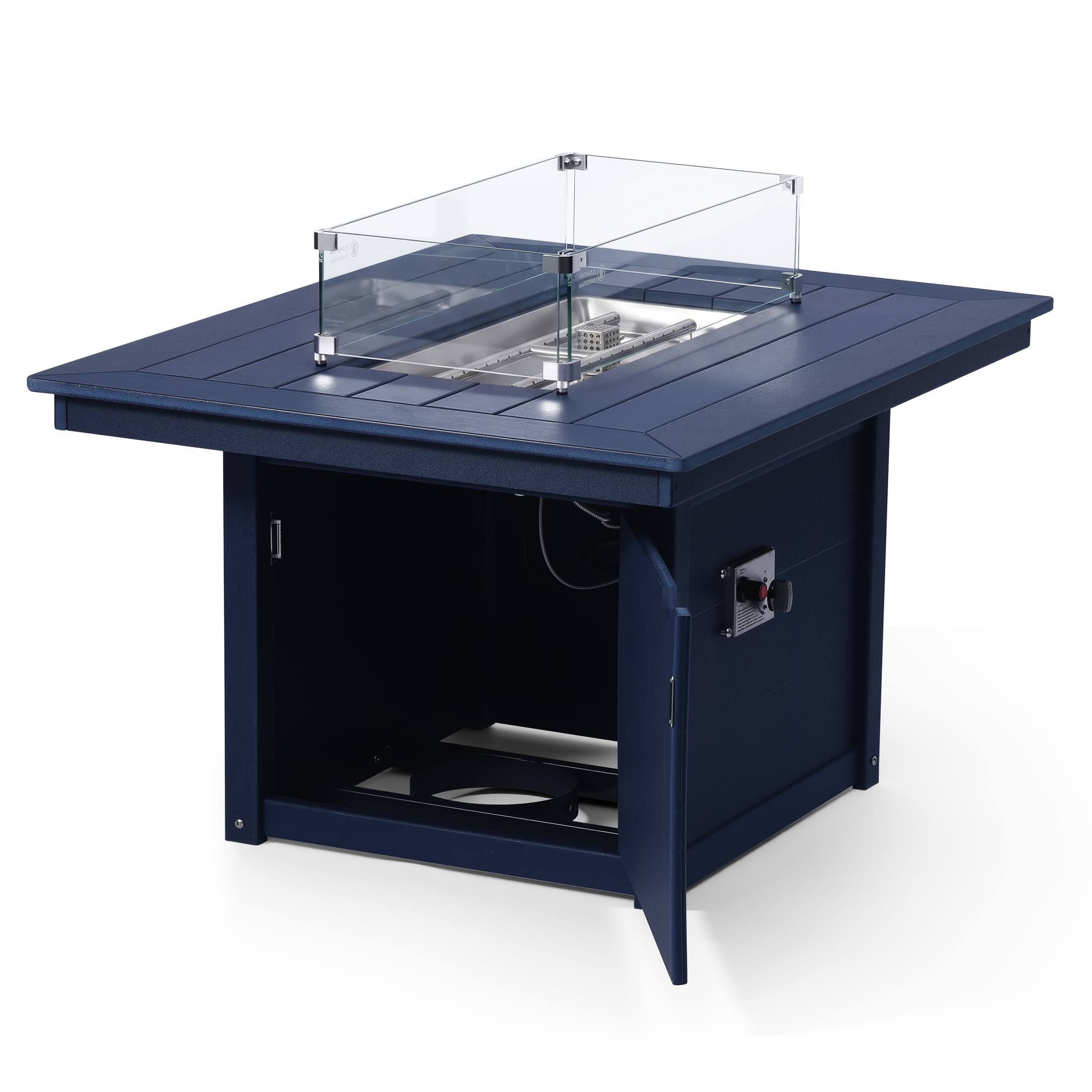 Left. WestinTrends - WestinTrends Helios 46" Modern Outdoor 55,000 BTU Patio Gas Propane Rectangle Deck Fire Pit Table - Navy Blue.