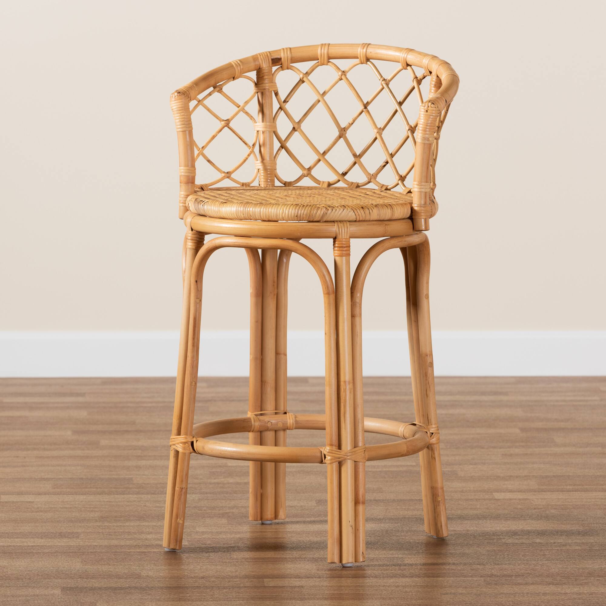 Alt View 5. bali & pari - Orchard Modern Bohemian Natural Rattan Counter Stool - Natural Brown.