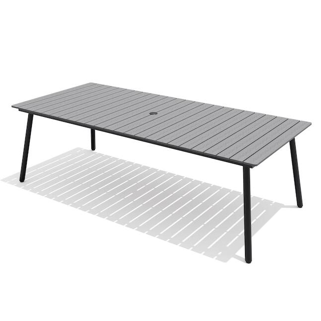 Alt View 7. Crestlive Products - Crestlive Products 72/82-in Patio Plastic-Wood Top Aluminum Frame Rectangle Outdoor Dining Table with Umbrella Hole - gray.