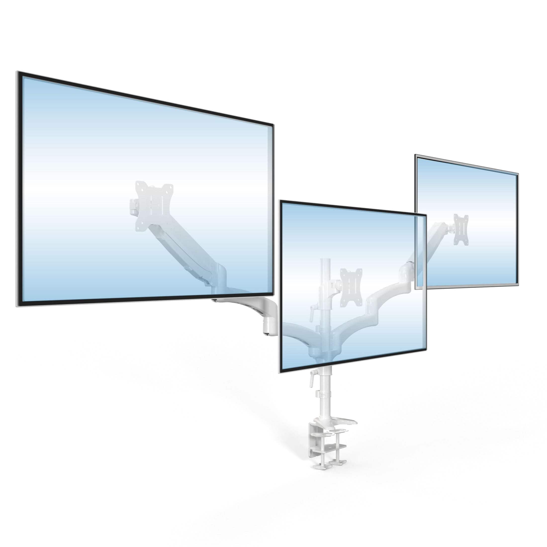 Mount-It! - Triple Monitor Desk Mount with Gas Spring Arms for Monitors up to 32″ - White