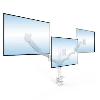 Front. Mount-It! - Triple Monitor Desk Mount with Gas Spring Arms for Monitors up to 32″, White - White.