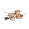 Front. Bella - Fits-anywhere Kitchenware: 9-Piece Store More Ceramic Nonstick Cookware Set - Blossom.