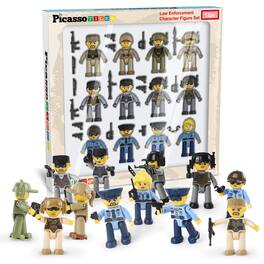 PicassoTiles - Magnetic Action Figures Law Enforcement Character Set, Building Block Tiles Magnet Expansion Pack Toys
