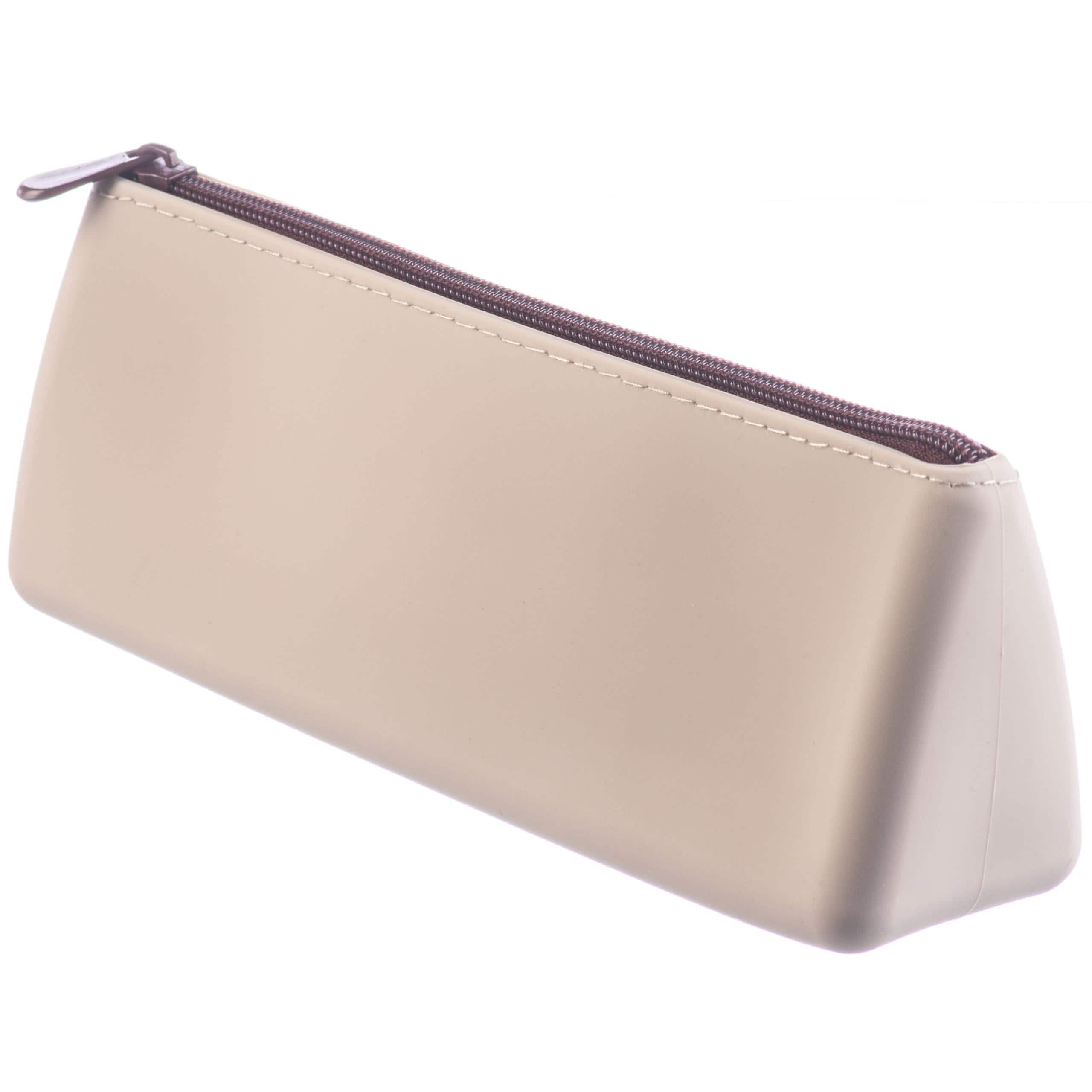 Dapper Styles - Soft Silicone Pencil Case Aesthetic Pouch With Zipper Cute Pen Bag For School Journaling Supplies And Accessories Org - Mango