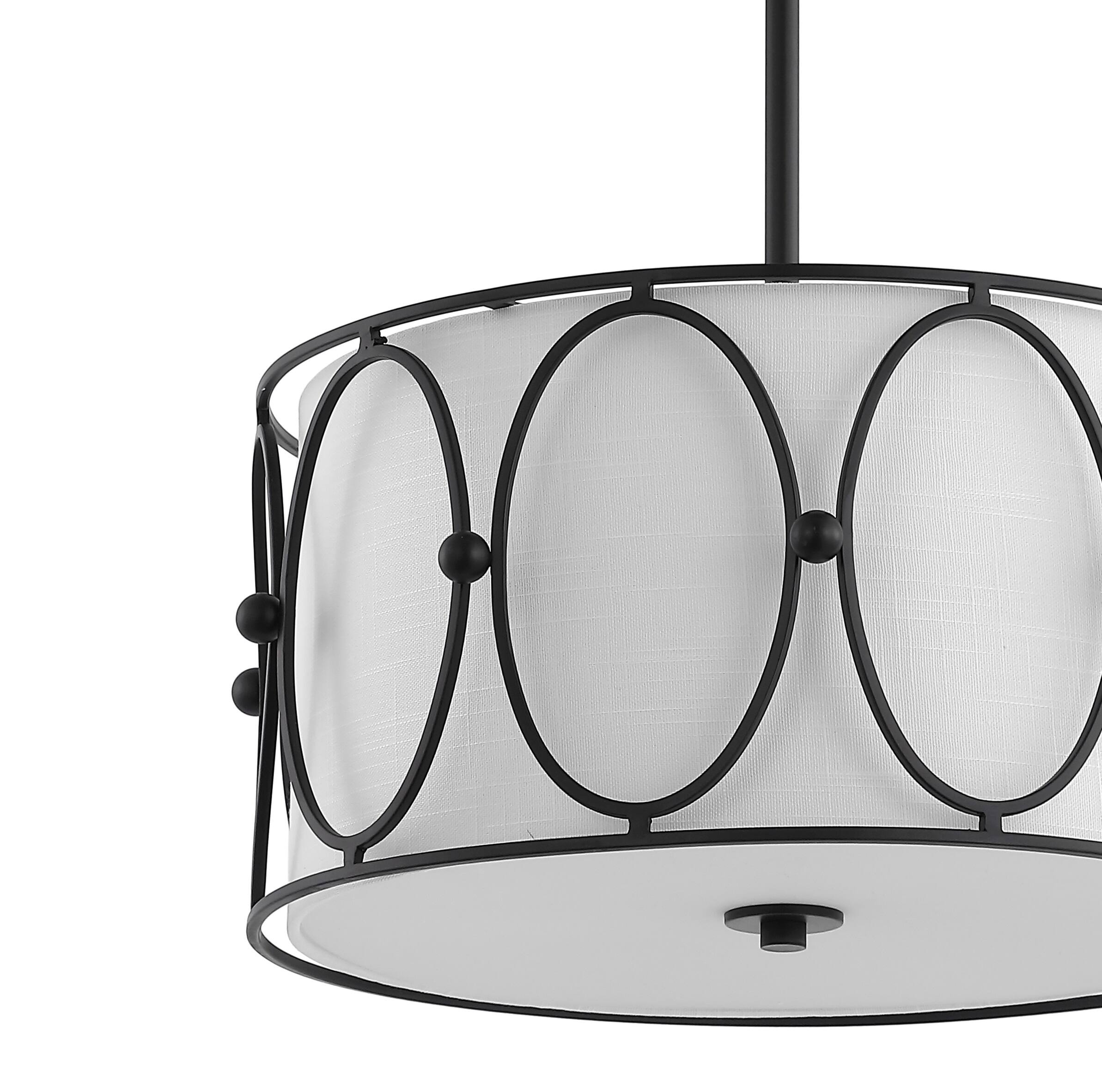 Alt View 3. Jonathan Y - Violetta 3-Light 19" Metal LED Pendant, Oil Rubbed Bronze/White - Oil Rubbed Bronze.