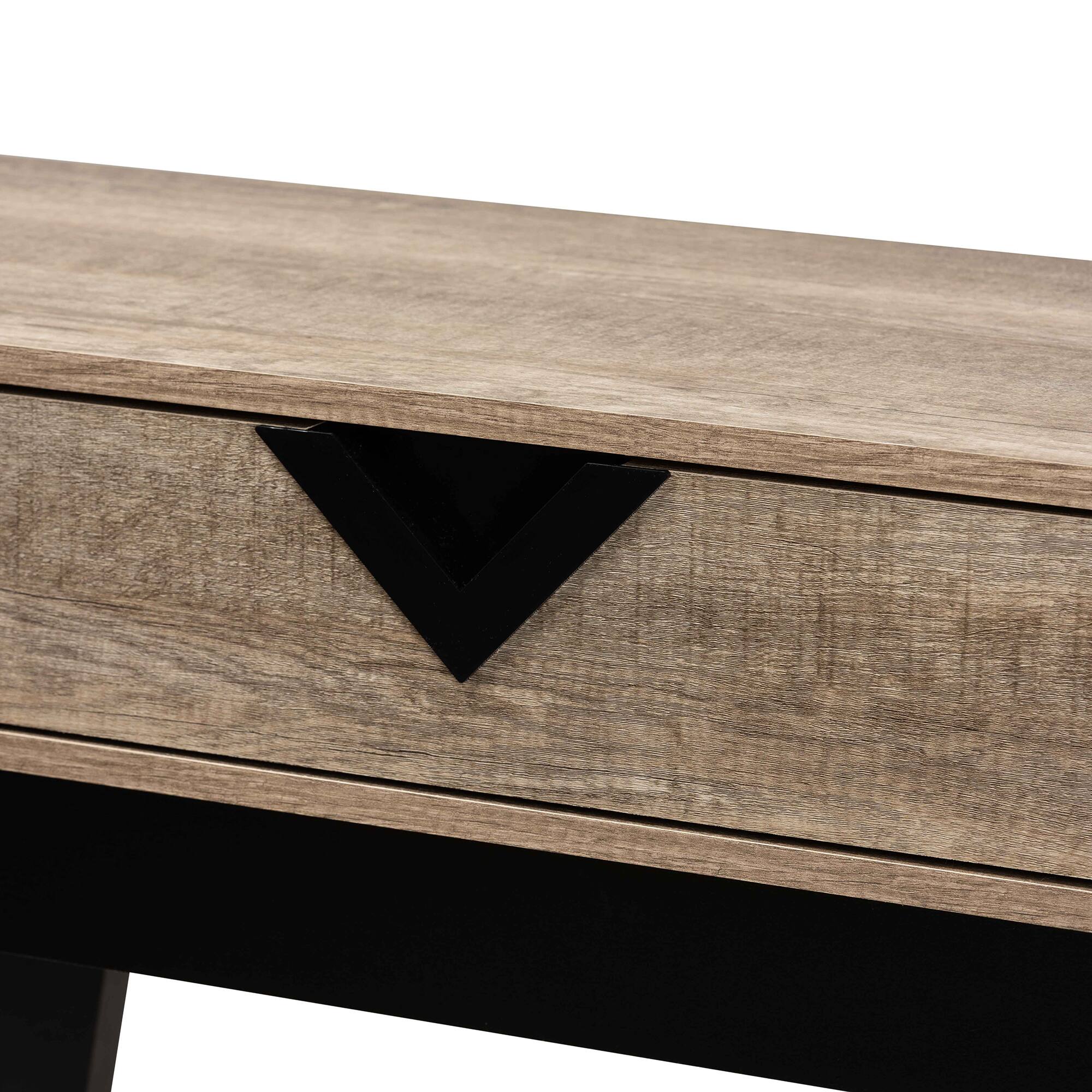 Alt View 1. Baxton Studio - Wales Modern and Contemporary Finished Wood 1-Drawer Console Table - Light Brown/Dark Brown.