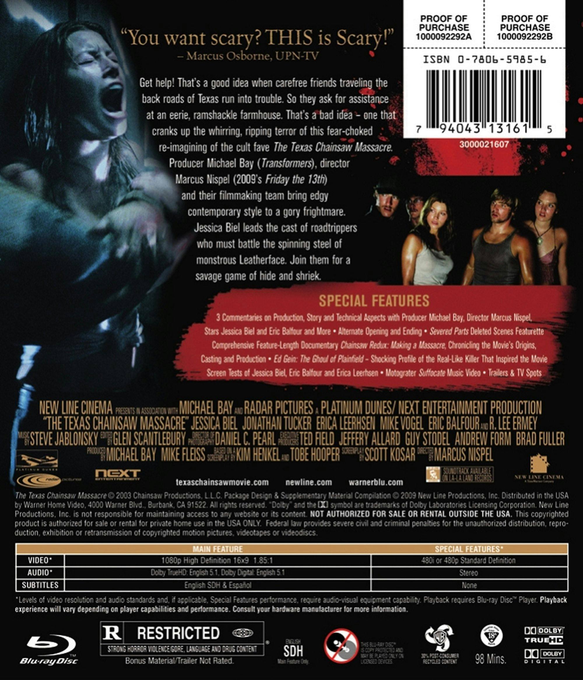 Back. The Texas Chainsaw Massacre [Blu-ray].