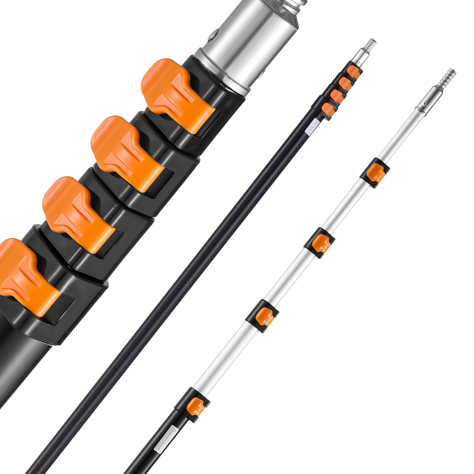 Alt View 5. VEVOR - Telescoping Pole, 7 to 30 FT Pole, Extension Multi-Purpose Pole, Sturdy Aluminum Alloy Paint Extendable Pole - Black;Orange.