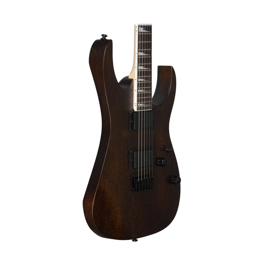 Angle. Ibanez - Ibanez GRG121DX GIO Series Mahogany Body Electric Guitar (Walnut Flat) - Walnut Flat.
