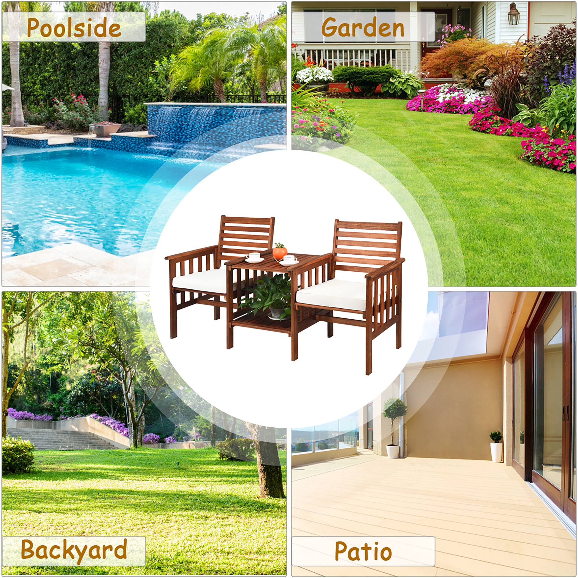 - Poolsides
- Garden
- Backyard
- Patio