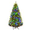 Front. Costway - 5Ft Pre-Lit Artificial Christmas Tree Hinged 150 LED Lights - Green.