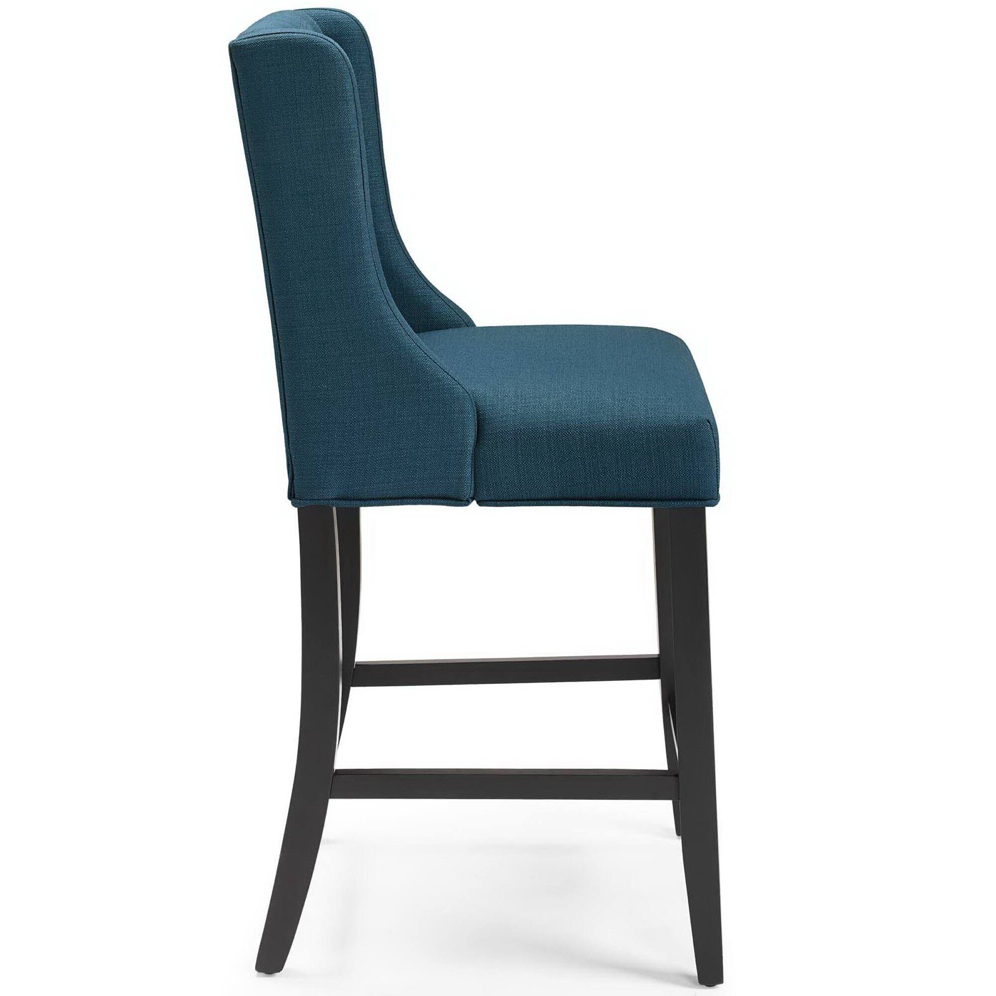 Angle. Modway - Baronet Tufted Button Upholstered Fabric Counter Stool by Modway - Blue.
