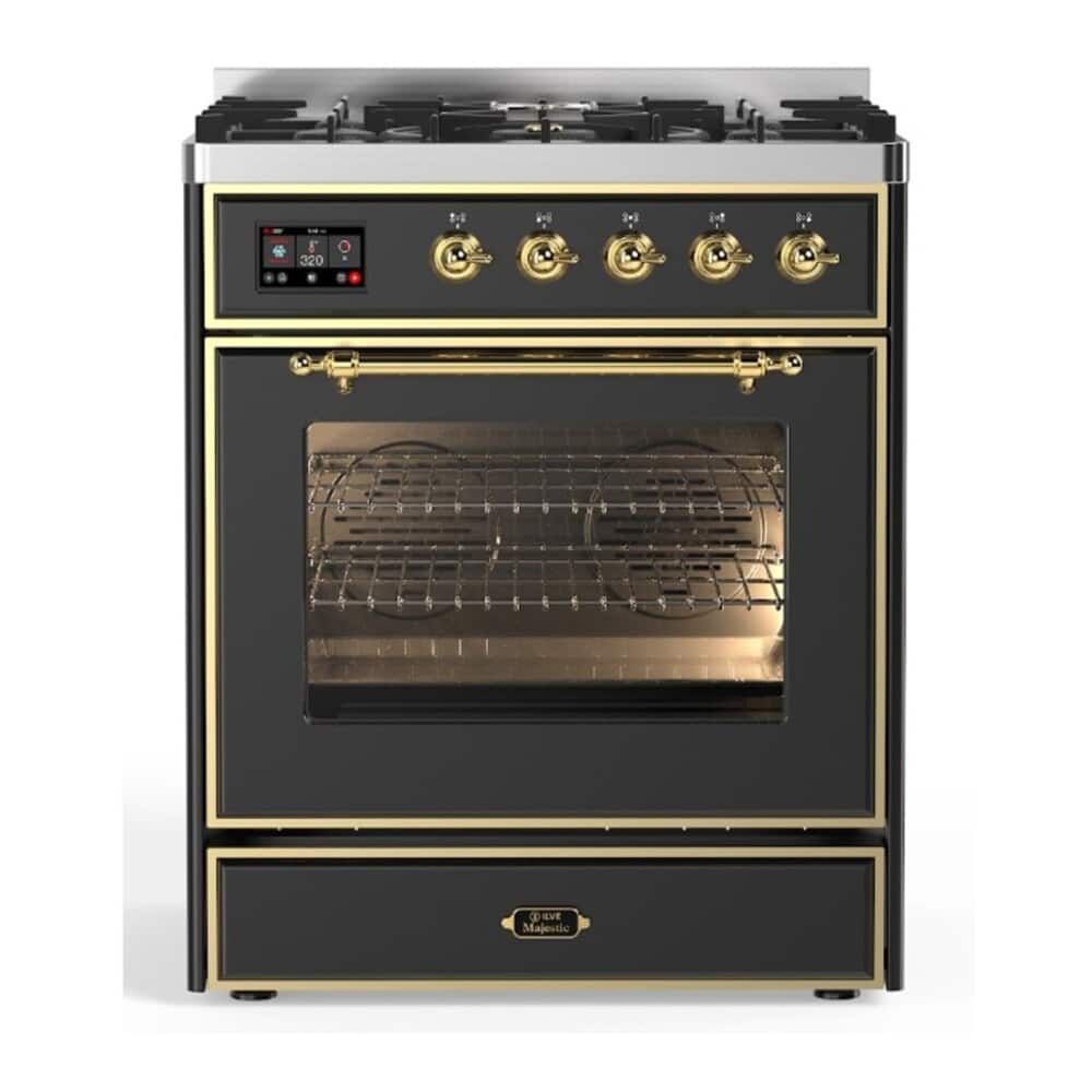 ILVE - Majestic II Series 30 in. Induction Range with 4 Induction Elements (Brass Trim) - Graphite Matte