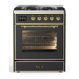 ILVE - Majestic II 30 inch Induction Range with 4 Elements ( Brass Trim) - Graphite Matte