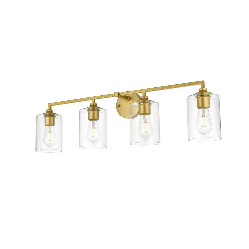Alt View 1. Living District - Mayson 4 light Brass and Clear Bath Sconce - Brass And Clear.