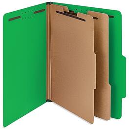 Staples - 100% Recycled Heavy Duty Classification Folder, 2-Dividers, 2" Expansion, Letter Size, 10/Box - Green