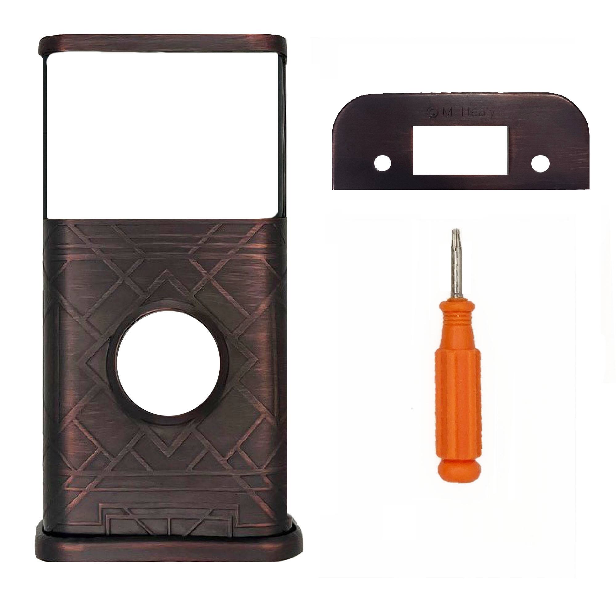 Back. Michael Healy - Art Deco Video Doorbell Cover (Ring 2nd Gen) - Oiled Bronze.