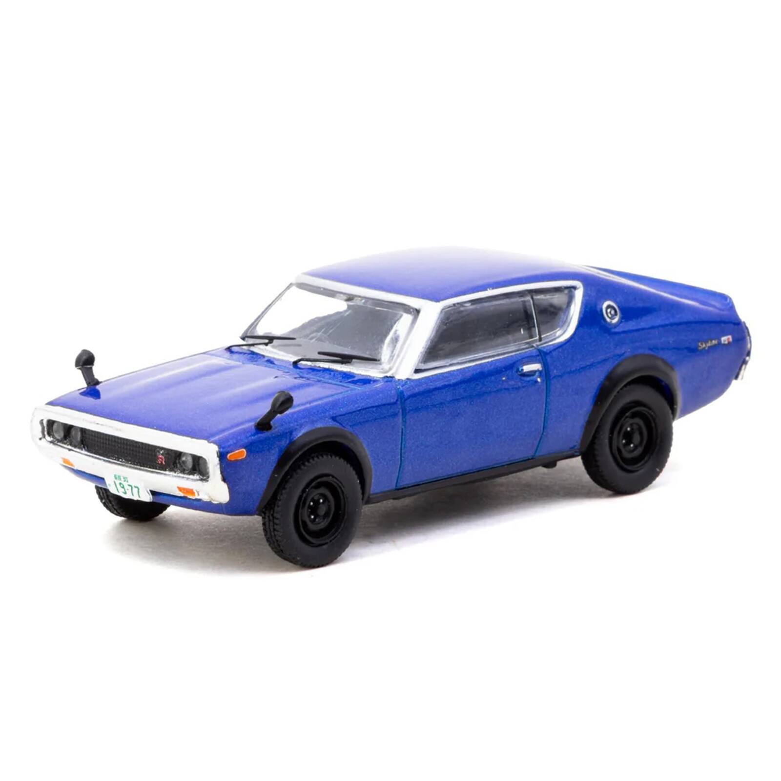 Alt View 1. Tarmac Works - Nissan Skyline 2000GT-R KPGC110 RHD (Right Hand Drive) Blue Metallic "J Collection" Series 1/64 Model by Tarmac Works.