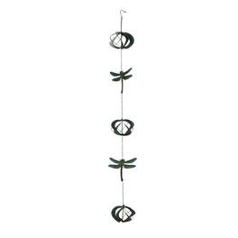 Things2Die4 - Metal Verdigris Dragonfly Wind Spinner Chain Kinetic Garden Sculpture Home Decor - Blue