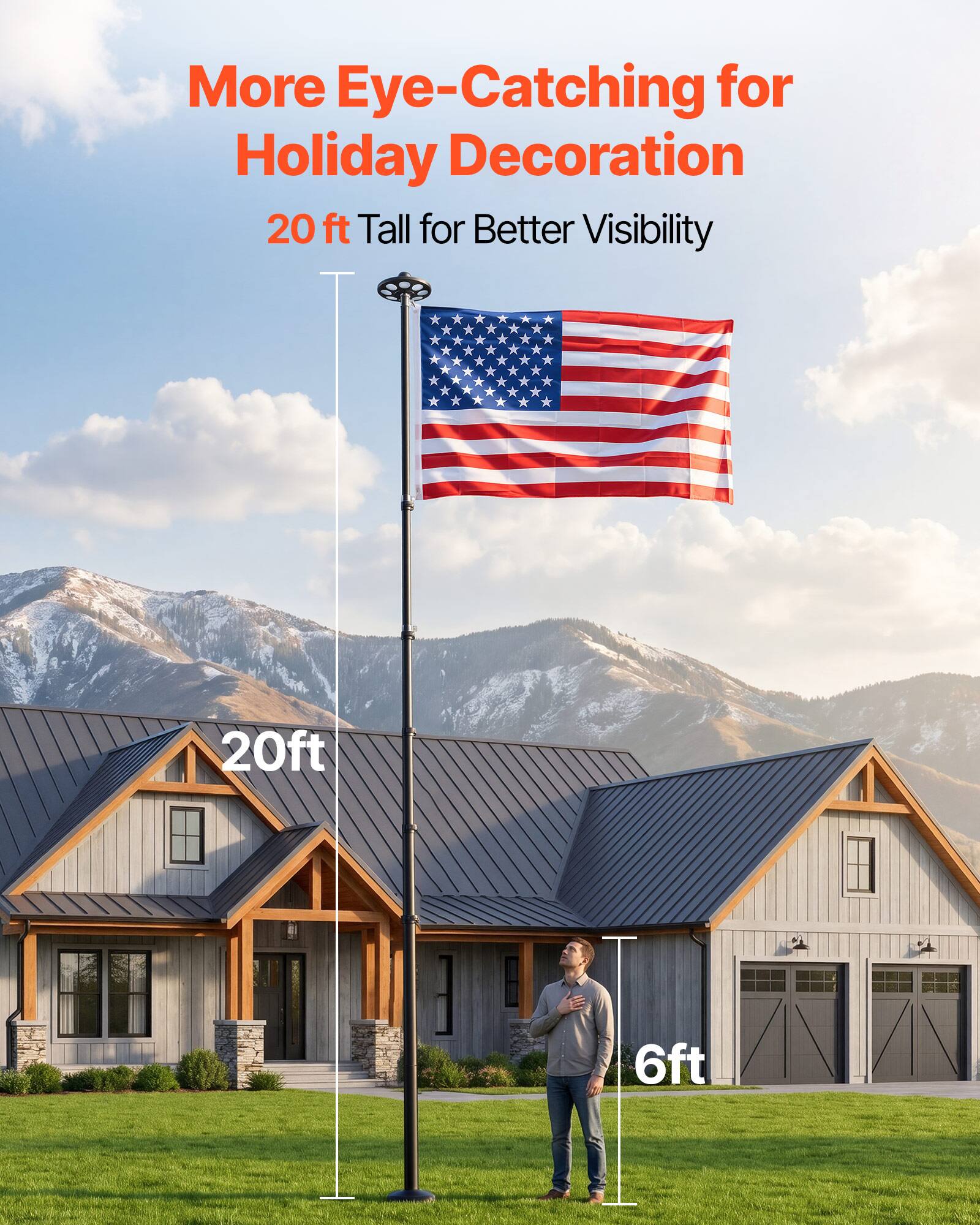 More Eye-Catching for Holiday Decoration  
20 ft Tall for Better Visibility  
20ft  
6ft