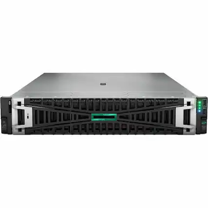 Front. HP - HPE SMART CHOICE ProLiant DL380 G11 2U Rack Server - 1 x Intel Xeon Silver 4510 2.4 GHz - 64 GB RAM - 16 TB HDD - (2 x - Black.
