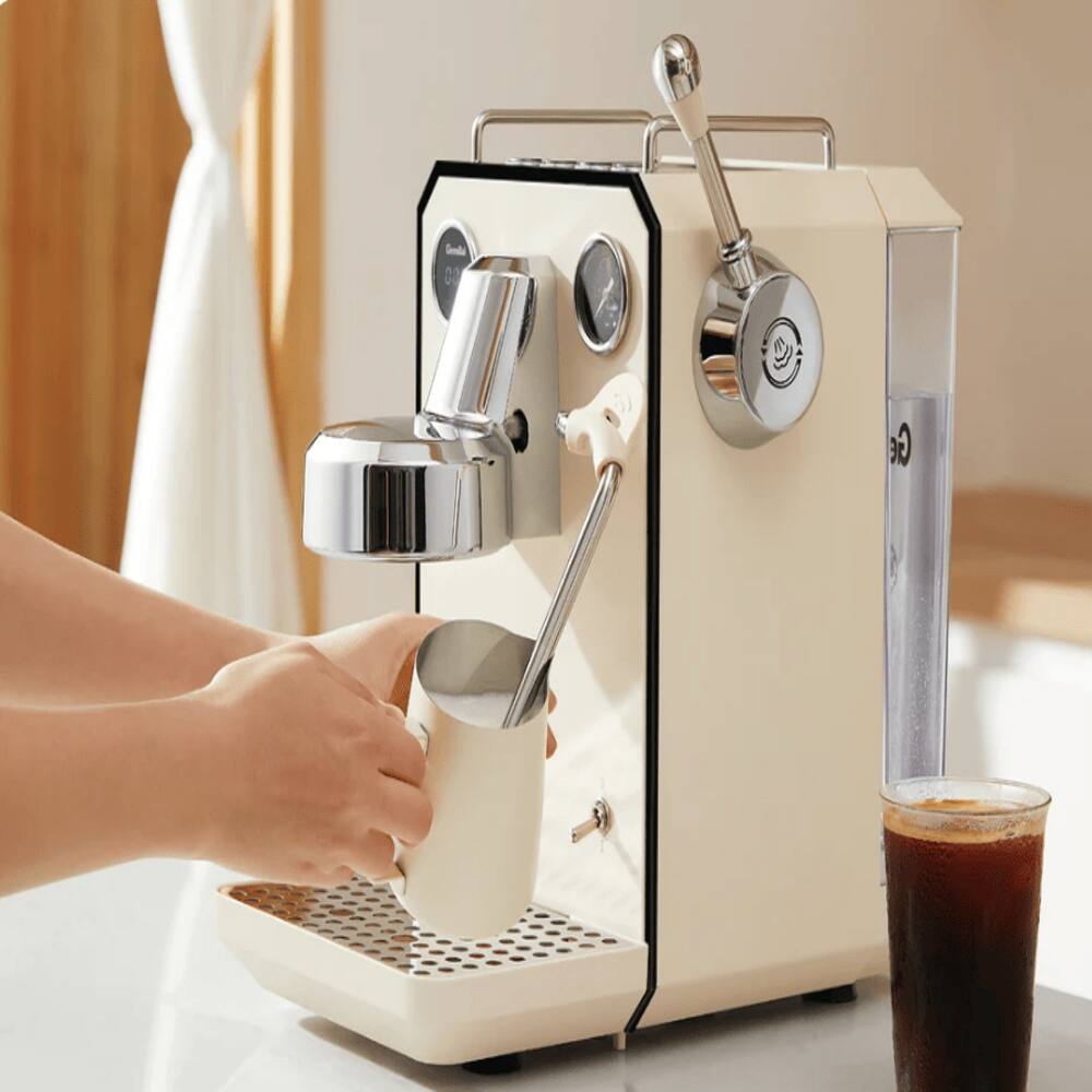 Back. Plum Chef - Semi-Automatic Espresso Machine 15 Bar 1450W Coffee Maker with Milk Frother Ivory White - Ivory White.