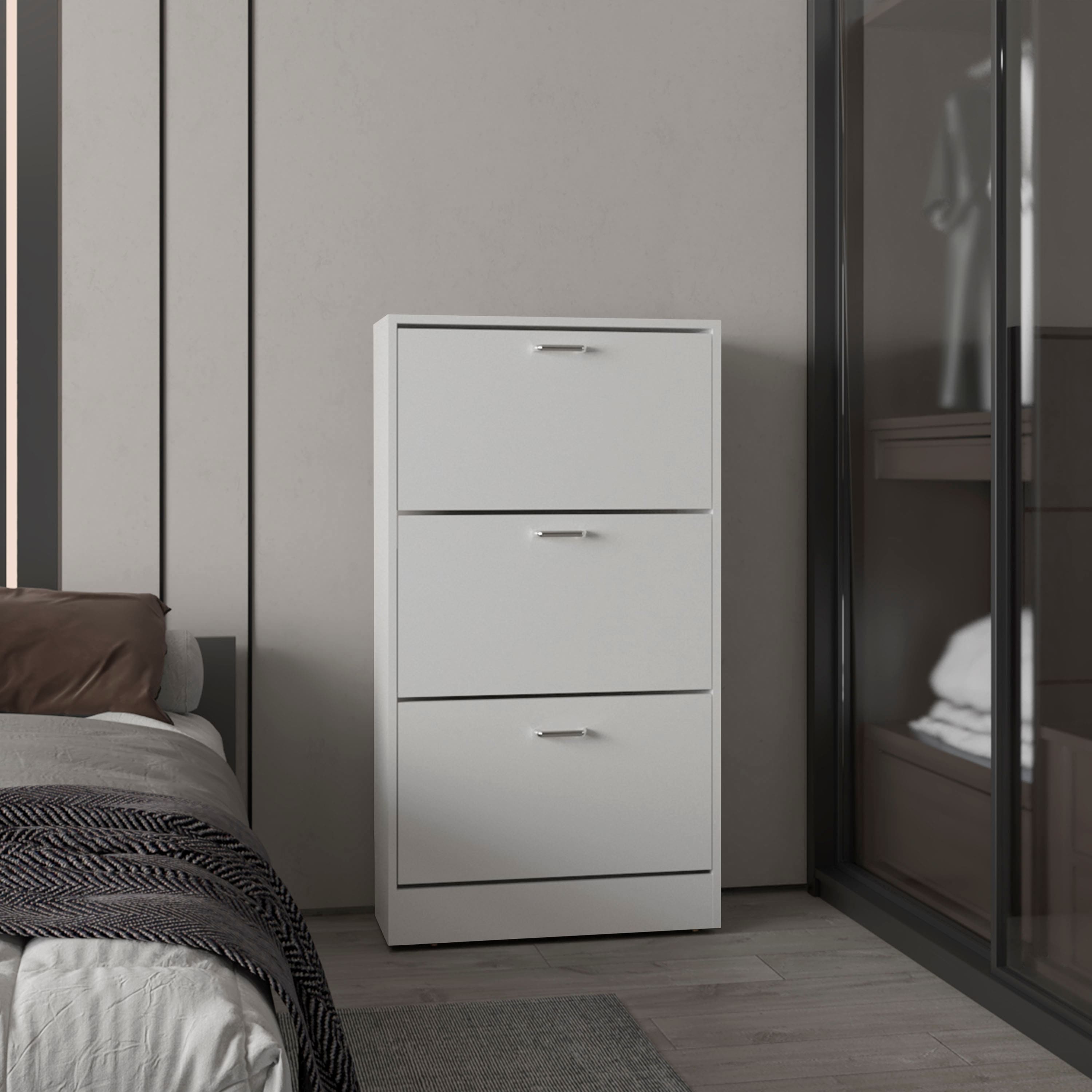 TinyHomie - Shoe Rack 3 Doors 3 Shelves - White