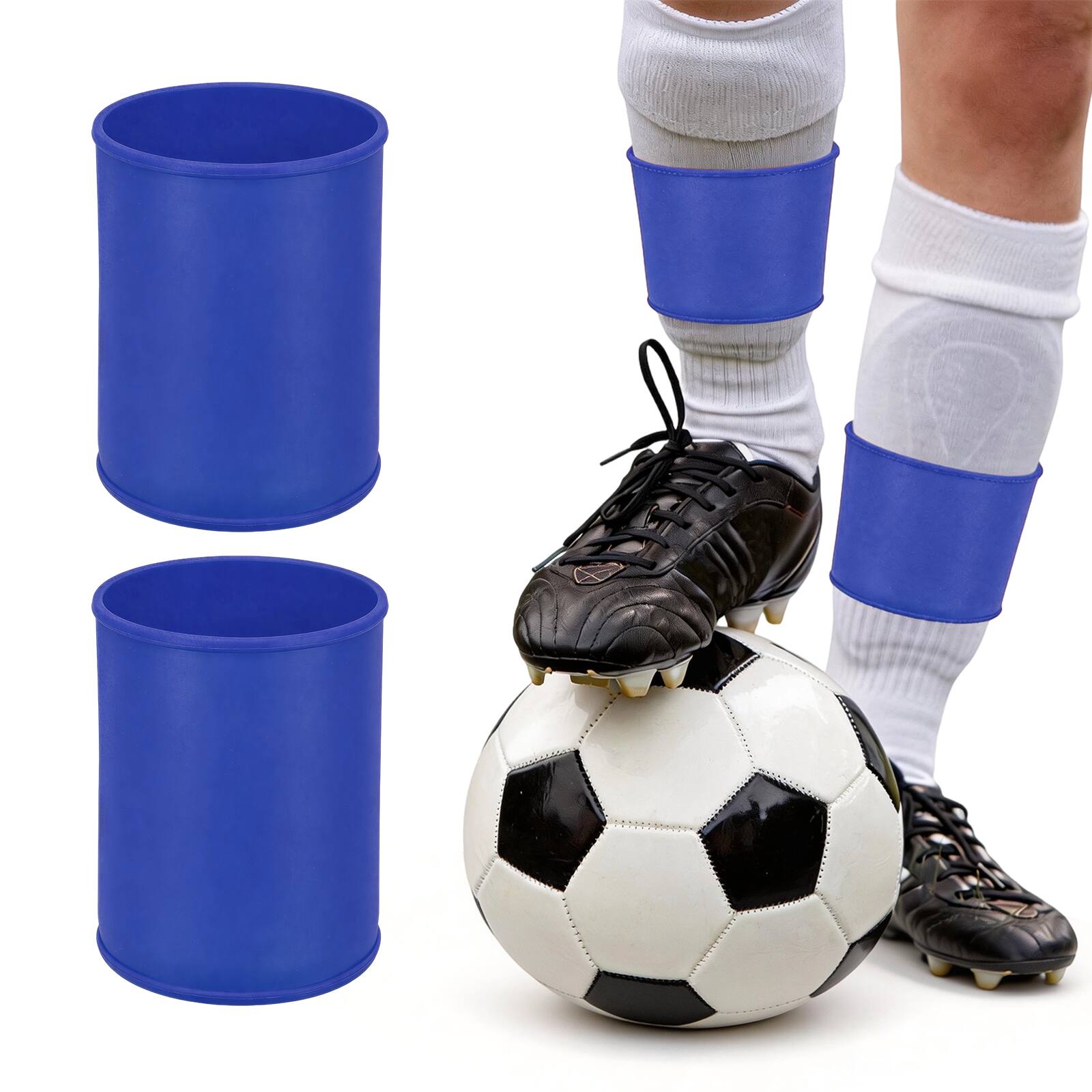 Unique Bargains - Silicone Soccer Leg Bands, Non-Slip Shin Guard Straps to Hold Guards Sleeves Sports Leg Band 1 Pair Size S - Blue price history on PriceWatchPro