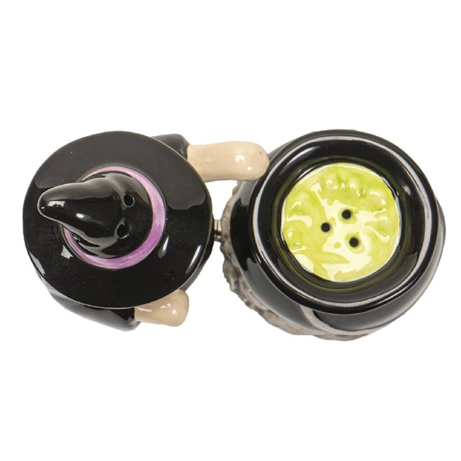 Left. Pacific Trading - Pacific Trading Witch and Cauldron Magnetic Salt and Pepper Shaker Set 2.2 Inch - Black.