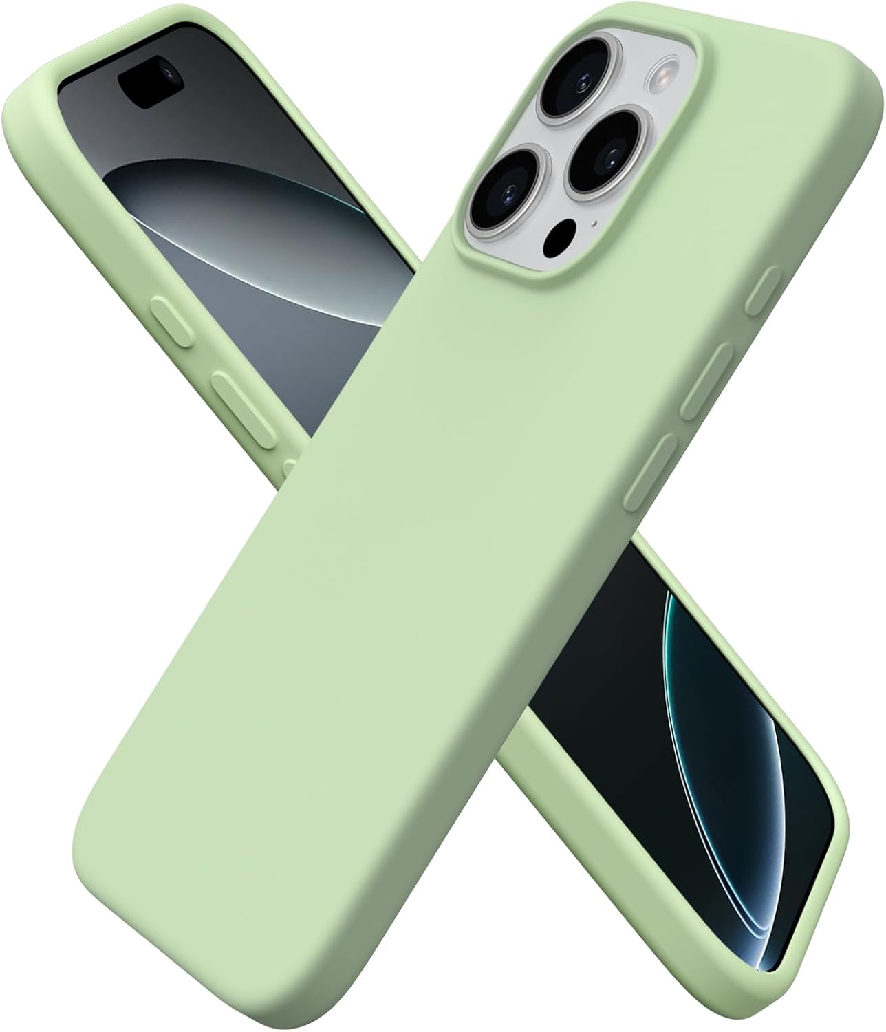 Front. Ornarto - ORNARTO Designed for iPhone 16 Pro Case 6.3", Liquid Silicone 3 Layers Full Covered Protective Cover-Matcha - Matcha.