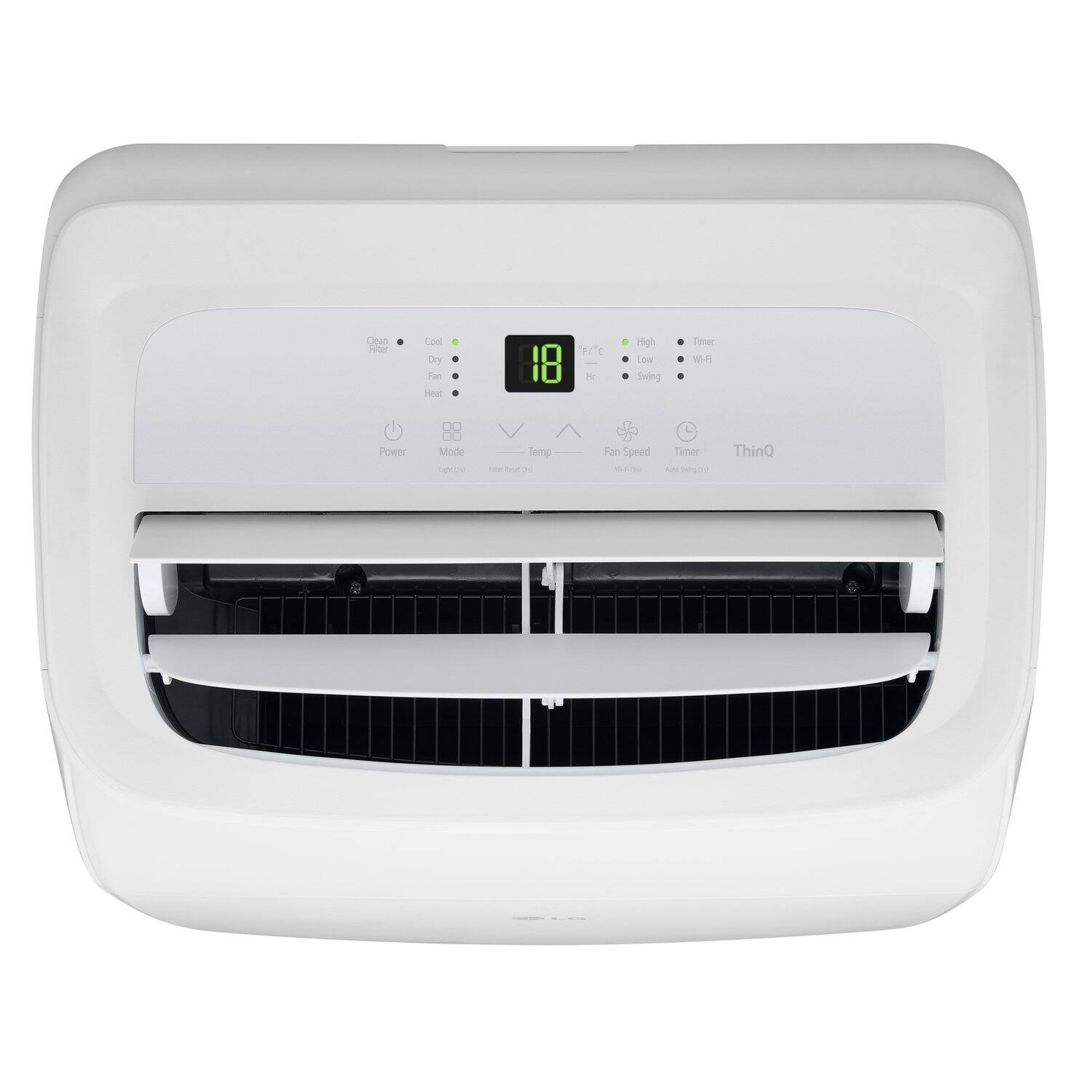 Clean Filter  
Cook  
Dry  
Fan  
Heat  

Power  
Mode  
Temp  

High  
Low  
Swing  

Timer  
Wi-Fi  

Fan Speed  
Timer  

ThinQ  

Light 10m  
Fan Reset 10m