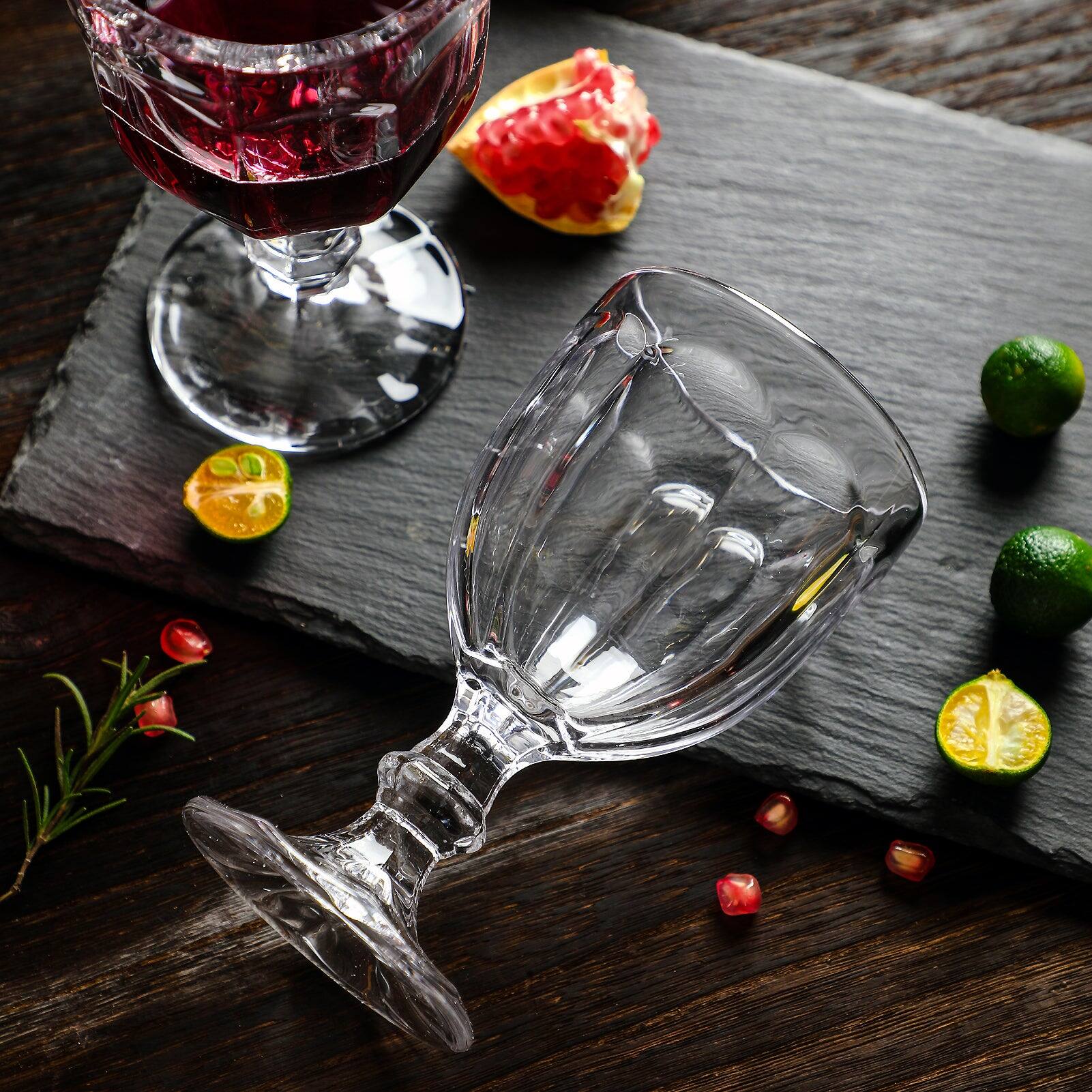 Alt View 1. BreeBe - Vintage Embossed Glass Goblet (10.2 oz. set of 6) - Clear.