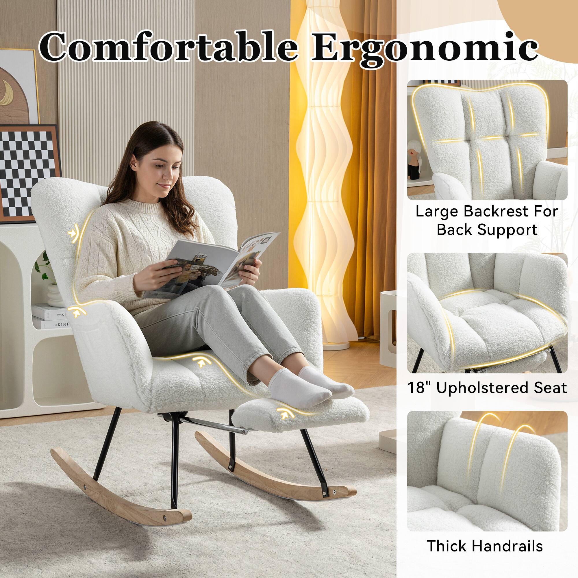 Comfortable Ergonomic Large Backrest For Back Support | 18" Upholstered Seat | Thick Handrails