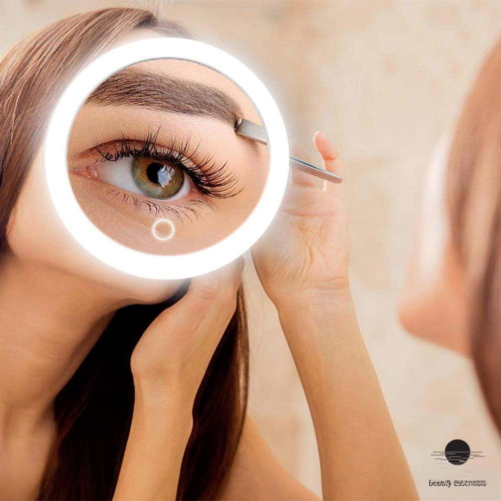 Left. Comfort Essence - 10x Magnifying Mirror With Led Light And 3 Strong Suction Cups. Compact  Lighted Makeup (4 Aaa Operated) - Default.