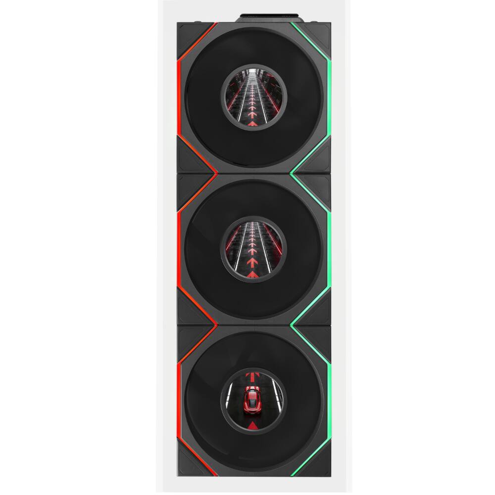 Angle. Lian Li - UNI FAN TL LCD Flex 120mm Normal Blade (NOT Reverse) ARGB Fan, 3 Pack, Controller Not Included, Black (12TLLCD1F3B) - Black.