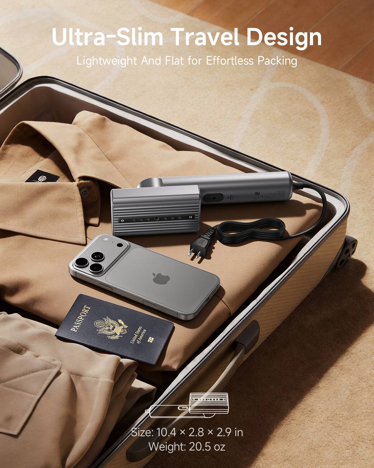 Ultra-Slim Travel Design  
Lightweight And Flat for Effortless Packing  

3D Passport  
United States of America  

Size: 10.4 x 2.8 x 2.9 in  
Weight: 20.5 oz