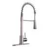 Front. Boyel Living - Silver Single Handle Pull Down Sprayer Kitchen Faucet with Deck Plate - Brushed Nickel.