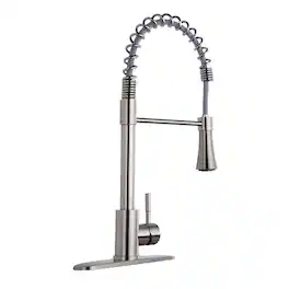 Silver Single Handle Pull Down Sprayer Kitchen Faucet with Deck Plate